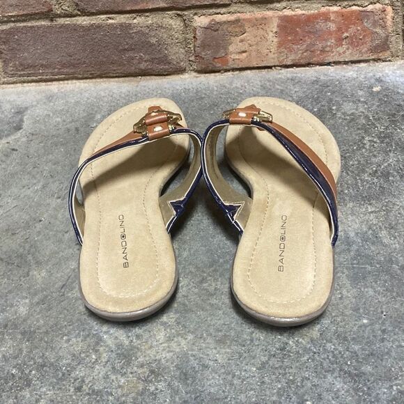 Bandolino BDJANETTE Tan & Navy Flip Flip Sandal Size 7.5 - Picture 6 of 12